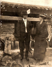 c1910 WELL DRESSED COUPLE TRAIN TRESSEL WATERFALL PHOTO RPPC POSTCARD P1366 picture