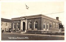 Cheboygan MI~Bldg w/Ghost Sign Next to US Post Office~Flag on Roof~RPPC 1940s picture