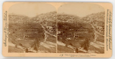 Antique Stereoview Card Palestine Valley Of Kedron Siloam Village 1896 picture