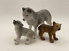 Schleich Grey MOTHER WOLF and BABY PUPs Cub Wildlife figure 2018 Wolves (LOT W2) picture