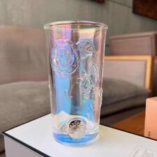 HOT 2024 New Starbucks Large Capacity Embossed Camellia Glass Coffee Mug Gifts picture