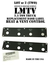 LOT of 2 LMTV DASH LABEL HEAT VENT CONTROL US MILITARY TACTICAL VEHICLE TRUCK picture