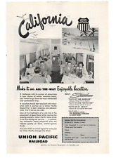 Vintage Union Pacific Railroad 1951 California Print Ad Streamliner Trains Beach picture