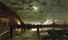 Dream-art Oil painting John-Atkinson-Grimshaw-In-Peril night landscape handmade picture