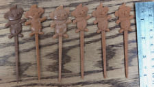 Lot of 6 Trader Vic's Menehunes Swizzle Sticks Drink Stirs Brown picture