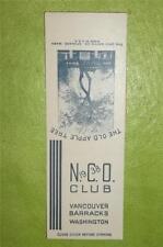 VINTAGE ANTIQUE MATCHBOOK FLAT ~ 1938 N.C.O. CLUB VANCOUVER BARRACKS WASHINGTON picture