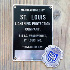 Vintage Original 1930s ST. LOUIS LIGHTNING PROTECTION Metal Sign + Decal NOS picture
