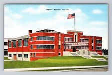 Marion IN-Indiana, Panoramic View Armory Building, Antique Vintage Postcard picture