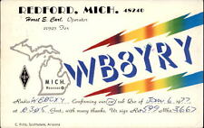 QSL WB8YRY 1977 Redford Michigan  Horst E Carl AARL diamond Map Lightening picture