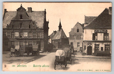 c1900s UDB Anvers Sainte-Anne Horse Drawn Wagons Street View Antique Postcard picture