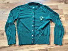 Vintage Girl Scouts Sweater Emerald Green 1960s Button Up Cardigan Sz 14 picture