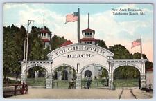 1910's TOLCHESTER BEACH MD NEW ARCH ENTRANCE AMERICAN FLAGS POSTCARD picture