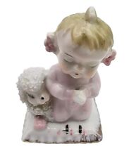 Vtg Pink Praying Girl Spaghetti Sugar Salt Lamp Pillow Japan Porcelain Figurine  picture