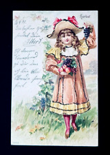 1901 Germany Germania Stamp Cancel Postcard - Pretty Girl Glitter Added r7 picture