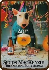 1985 Spuds MacKenzie & Budweiser Beer Vintage-Look DECORATIVE REPLICA METAL SIGN picture