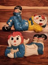 VINTAGE 1977 Raggedy Ann & Andy Wall Hanging Plaques Home Decor Bobbs-Merrill Co picture