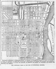 SAVANNAH GEORGIA PRINCIPAL PART OF THE CITY 1865 MAP OLD CEMETERY COLUMBIA picture