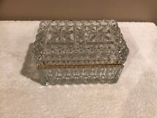Vintage Crystal Glass Vanity Jewelry Box Casket Heavy picture