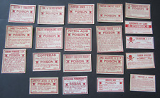 Lot of 20 Old Vintage c.1930's - Pharmacy Rx - Prescription - POISON - LABELS picture