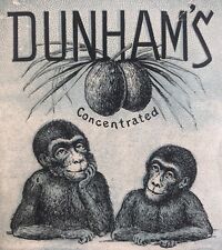 1880s Victorian Trade Card Dunham's Cocoanut~Monkeys~Game on Reverse picture