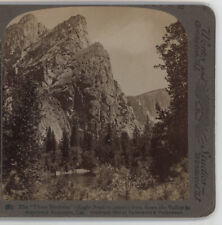Three Brothers from across the Merced Yosemite Valley Underwood Stereoview c1900 picture