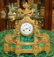 19th Century French Bronze & Malachite Mantel Clock By Raingo Freres Paris picture