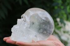 3.78LB Natural Clear Quartz Carved Skull Reiki Crystal Skull Decor Holiday gift picture