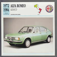 1972-1984 ALFA ROMEO ALFASUD Italian Car Photo Spec Sheet French Card picture