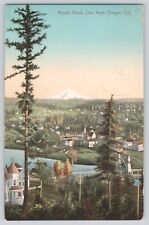 Postcard Oregon City Mount Hood Aerial View Bird's Eye View Vintage Antique 1909 picture
