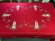 Vintage Hand-Appliqued & Embroidered Holiday Tablecloth 88