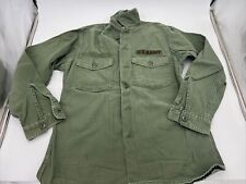 US Army Vietnam OG 107 Cotton Sateen Shirt 15 1/2 x 33 Vintage Small picture