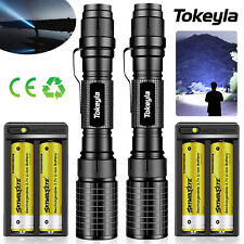 2 Pack 990000LM Rechargeable LED Flashlight Tactical Camping with Battery Set picture