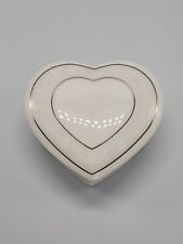 Wedgewood Icing Bone China Heart Shaped box with lid Cream Floral and Gold Trim picture