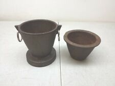 Cast Iron 2 Piece Cauldron Shaped Crucible Vintage Heavyweight Jewelers Smelter  picture