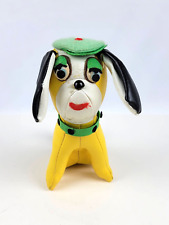 VTG 1960s MCM Japan Yellow/Green Puppy Dog Vinyl Leather Stuffed Plush Toy picture