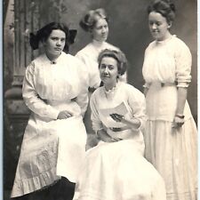 c1910s Beautiful Women White Dresses RPPC Young Ladies Portrait Photo Cute A156 picture