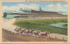 Postcard Horse Racing There They Go Hollywood Turf Club Inglewood CA  picture