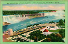 Niagara Falls American & Canada Falls From Oakes Garden Theatre Linen Postcard  picture