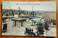 Regents Park Under Construction, Tacoma WA postcard p/u 1908 stamp selvage picture