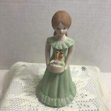 Vintage Enesco Growing Up Birthday Girls Age 11 Brunette Porcelain Cake Topper picture