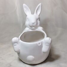 6.5” Vintage Glazed Porcelain Rabbit Planter, Decorative Art Pottery Figurine❤️ picture