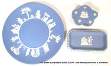 4-PC VINTAGE WEDGWOOD BLUE JASPERWARE Plate, Trinket Box & Lid, Butter Dish picture
