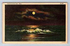 Geneva-on-the-Lake OH-Ohio, Panoramic View Moonlight on Lake Vintage Postcard picture