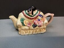 Tea Time Hand Glazed & Painted Porcelain Teapot, Cat & Doll on Sofa picture