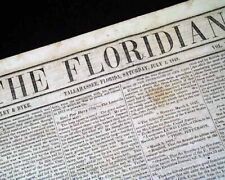 Rare TALLAHASSEE Leon County FLORIDA Antebellun Pre Civil War 1848 old Newspaper picture