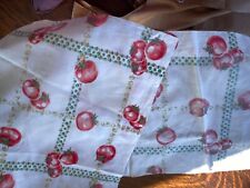 TOMATOES vintage 40's cotton fabric piece 1 end faded 11.5 / hem by 44