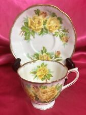Vintage Royal Albert Bone China Yellow Tea Rose Teacup & Saucer England 1940's picture