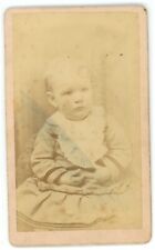 Antique CDV Circa 1870s Donahue Adorable Baby Sitting in Dress Franklinville, NY picture