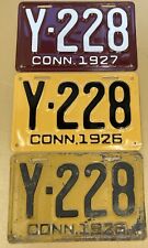 1926 CONNECTICUT license plates PAIR + a 1927 Single Plate, Y-228 picture
