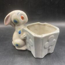 Vintage Tashiro Japan Bunny Rabbit Planter , Trinkets, Q-Tips ~ Hand Painted picture